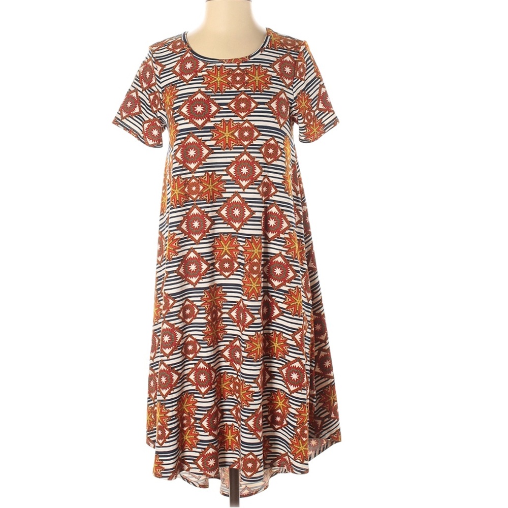 LuLaRoe Carly Casual Coastal Print Striped Dress